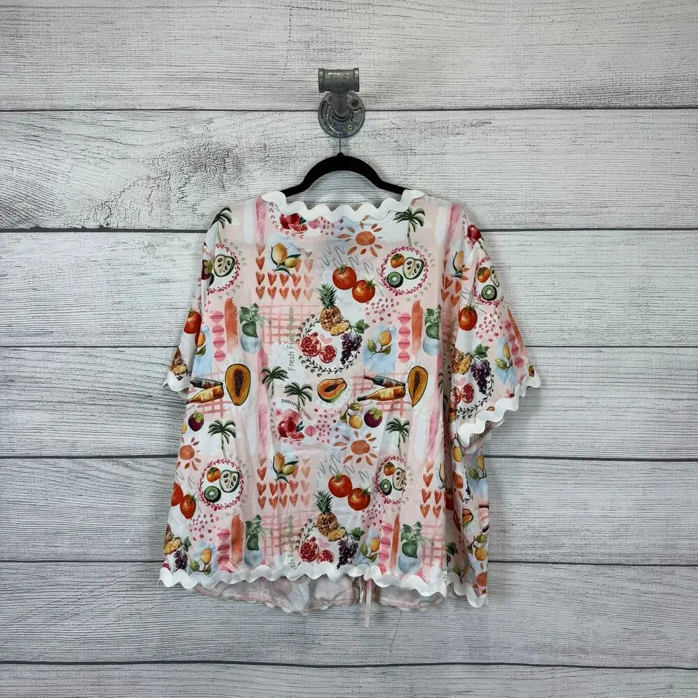 Shein Plus Size Light Pink Summer Fruit Printed 2 Piece Matching Set Size 4XL_7